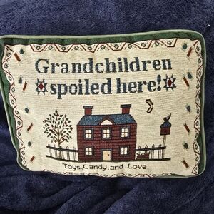 Vintage Grandchildren Spoiled Here Decorative Pilloe 12x9 Cottagecore Grannycore